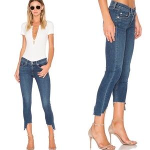 Rag & Bone Mid-Rise Capri Skinny Fray Step Hem Jeans 25 Dark Blue
